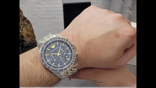 Emporio Armani AR6088 Navy Chronograph Blue Dial Mens Watch Unboxing [upl. by Teufert]