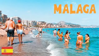 Beach walk Spain Playa Malagueta Hot Summer  Costa del Sol Malaga 4K [upl. by Duahsar]