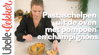 Klaar in 30 minuten pastaschelpen uit de oven met pompoen en champignons [upl. by Elleinod]