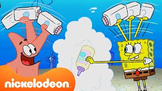 Bob Esponja Tenta Ser Babá e Outros Novos Empregos 🍼  Nickelodeon em Português [upl. by Adyeren]