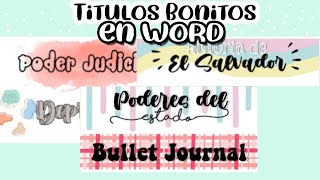 como hacer TITULOS BONITOS en WORD [upl. by Eeryn979]