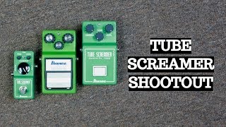 IBANEZ TUBE SCREAMER SHOOTOUT  TS Mini vs TS9 vs TS808 Tubescreamer Comparison [upl. by Mahgem]