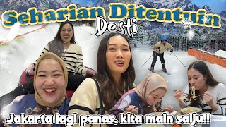 SEHARIAN DIATUR DESTI MAIN SALJU amp BELAJAR SKI SAMPE BISA ⛷️ [upl. by Airekahs376]