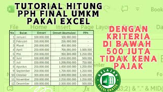 Tutorial Bikin Perhitungan PPh Final UMKM Orang Pribadi Omset dibawah 500 juta tidak kena pajak [upl. by Moser]