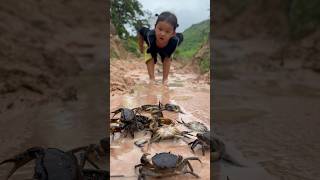 Survival Skills single mom with a lot of crabs🦀🦀in forest singlemom survival camping outdoors [upl. by Tedman]