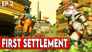 Getting our First Settlement in No Mans Sky Frontiers Gameplay Ep 2 Overlord Bob [upl. by Yennep]