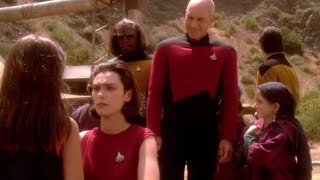 Picard and Ensign Ro visit Bajoran refugee camp  Star Trek The Next Generation  Ensign Ro  S5E3 [upl. by Anilosi]