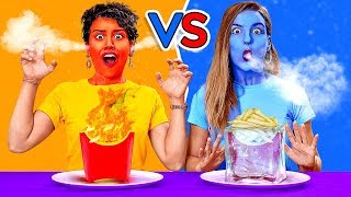 MAKAN MAKANAN PANAS vs DINGIN SELAMA 24 JAM Yang TERAKHIR Makan Menang DIY Prank 123GO CHALLENGE [upl. by Cori]