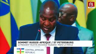 SOMMET RUSSIE AFRIQUE ST PETERSBURG LE PRÉSIDENT FAUSTIN ARCHANGE TOUADERA PREND LA PAROLE [upl. by Hteik]