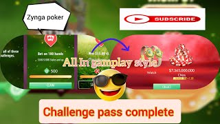 All in gameplay 😍 Challenge pass zynga poker [upl. by Aramoiz121]