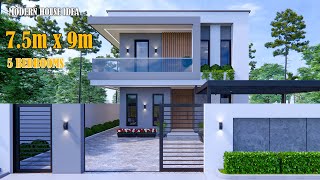 Modern small House 2storey  75m x 9m with 5Bedrooms [upl. by Younger]