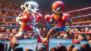 Paw Patrol Ultimate Rescue  SpiderMan Chase vs Iron Man Marshall In The Ring Who Will Win [upl. by Eynenihc]