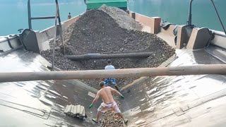 Barge unloading bauxite ore complete video  Vlog of work on barge [upl. by Ridglea]