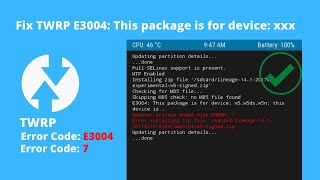 Fix TWRP Flashing Error quotE3004quot This package is for device XXX [upl. by Camarata]