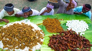 VILLAGE MARRIAGE FOOD  Mutton Curry  Fish Fry  Boiled Egg Raththa Poriyal  Village Function Food [upl. by Rehpotsrhc519]