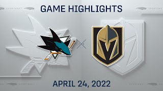 NHL Highlights  Sharks vs Golden Knights  Apr 24 2022 [upl. by Ajna]