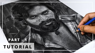 How to Draw HYPER REALISTIC PORTRAIT  Tutorials for BEGINNERS  PART  01  FACE  alluarjun [upl. by Akcimat]