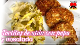 🤯 TORTAS DE ATUN con Papa y Queso  Como se hacen las TORTITAS DE ATUN 🌵 ensalada de nopalitos 😍 [upl. by Hayward]