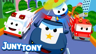 Vehicle Rescue Team  Vehicle Songs for Kids  Preschool Songs  JunyTony [upl. by Meekyh]