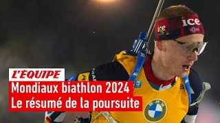 Mondiaux biathlon 2024  Johannes Boe champion du monde sur la poursuite triplé norvégien à la clé [upl. by Jase]