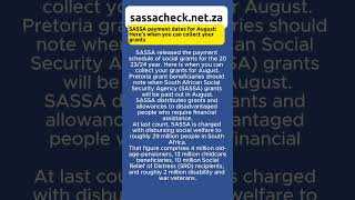 SASSA payment dates for August Here’s when you can collect your grants sassa shortsfeed [upl. by Cirle]