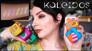 Kaleidos Makeup Space Age Highlighter Collection  swatches and demo [upl. by Elyr258]