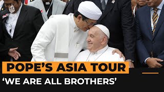 Pope Francis visits Southeast Asia’s largest mosque  AJshorts [upl. by Tremain]