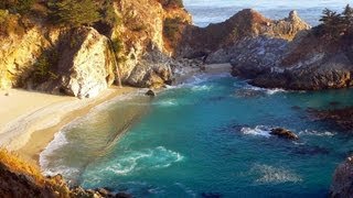 ♥♥ Relaxing 3 Hour Video of a Waterfall on an Ocean Beach at Sunset [upl. by Assiron762]