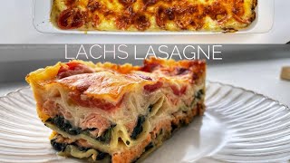 Lachs Lasagne Rezept mit Spinat und Béchamel sauce Lachs Lasagne selber machen Lachs Rezept [upl. by Nonah545]