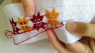 Stunning Embroidery DesignCross Stitch Border Design cookncraftainment [upl. by Asirrak]