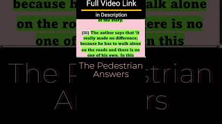 The Pedestrian Workbook Answers ICSE Class 10  The Pedestrian Answers Treasure Chest shorts icse [upl. by Sandry]