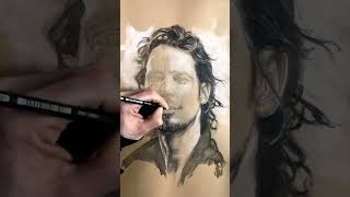 Sketching Chris Cornell art portrait ChrisCornell Soundgarden Audioslave [upl. by Cherrita]