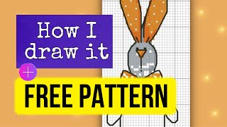 Free printable cross stitch patterns with rabbit How I draw it Free embroidery designs Shorts [upl. by Launcelot410]