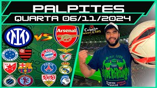 PALPITES DE FUTEBOL PARA 06 11 2024 QUARTA 20 JOGOS  BILHETE PRONTO Caipora Análises e TIPs [upl. by Hortensa]