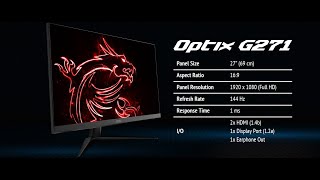 MSI Optix G271 MAG271CR 1920x1080p 144HZ msi optix g271 Review  Best budget gaming monitor [upl. by Eahsat482]