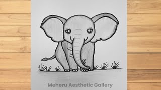 How to draw a cute Elephant🐘  Elephant drawing easy  Drawing tutorial DrawingTalent [upl. by Ytirehc]