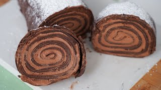 ROCAMBOLE DE CHOCOLATE COM MASSA DE PANQUECA  SOBREMESA SIMPLES E DELICIOSA [upl. by Nywra]