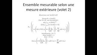 Théorie de la mesure partie 17  Ensemble mesurable selon une mesure extérieure volet 2 [upl. by Akeme]