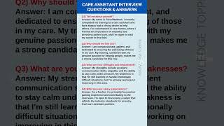 Care Assistant Interview Questions and Interview [upl. by Lai809]