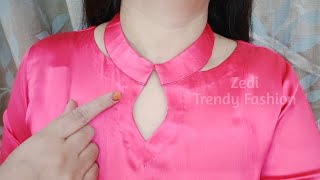 Latest Collar Neck Design Kurti Cutting Stitching Stylish Collar Neck Polo Collar Turtle Neck DIY [upl. by Wilfred]