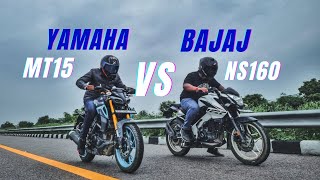 Bajaj Pulsar NS160 Bs6 Vs 2023 Yamaha MT15 20 Long RACE  Ksc Vlogs [upl. by Omland]