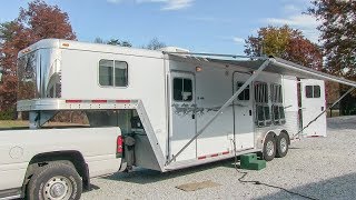 2003 Featherlite 8537 3 horse trailer w living quarters walkaround tutorial video [upl. by Nahtanoy707]