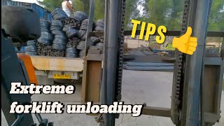 POV Daily of a forklift operator 3  Tips for unloading cargo quickly using a forklift 👍 [upl. by Ellerad579]