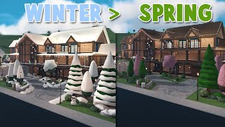 renovating my BLOXBURG WINTER MANSION into a SPRING MANSION [upl. by Corbie]