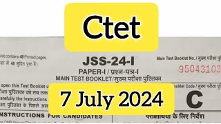 Ctet paper1 7 July 2024 question paper with answerspaper 1 ctet 2024 question paper [upl. by Jewell]