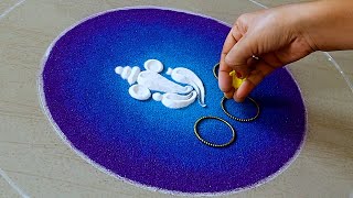 Easy amp Simple Rangoli Designs For Ganesha Chaturthi  Festival Rangoli Designs  Ganesha Rangoli [upl. by Cristiano]