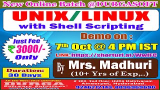 UNIXLINUX with Shell Scripting Online Training  DURGASOFT [upl. by Pasadis771]