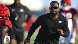 Arkansas secondary coach Deron Wilson speaks with reporters after Day 5 of preseason practices [upl. by Grady]