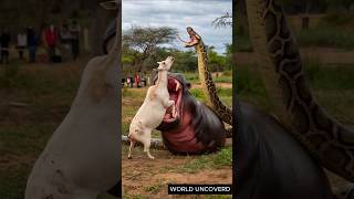 When a Python and Hippo Attack a Goat shorts [upl. by Innus]