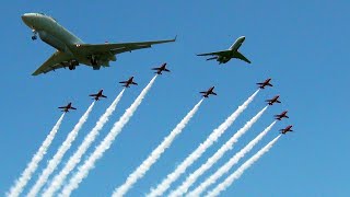 RAF Sentinel R1 amp The Red Arrows Flypast at Waddington Airshow [upl. by Alpheus862]